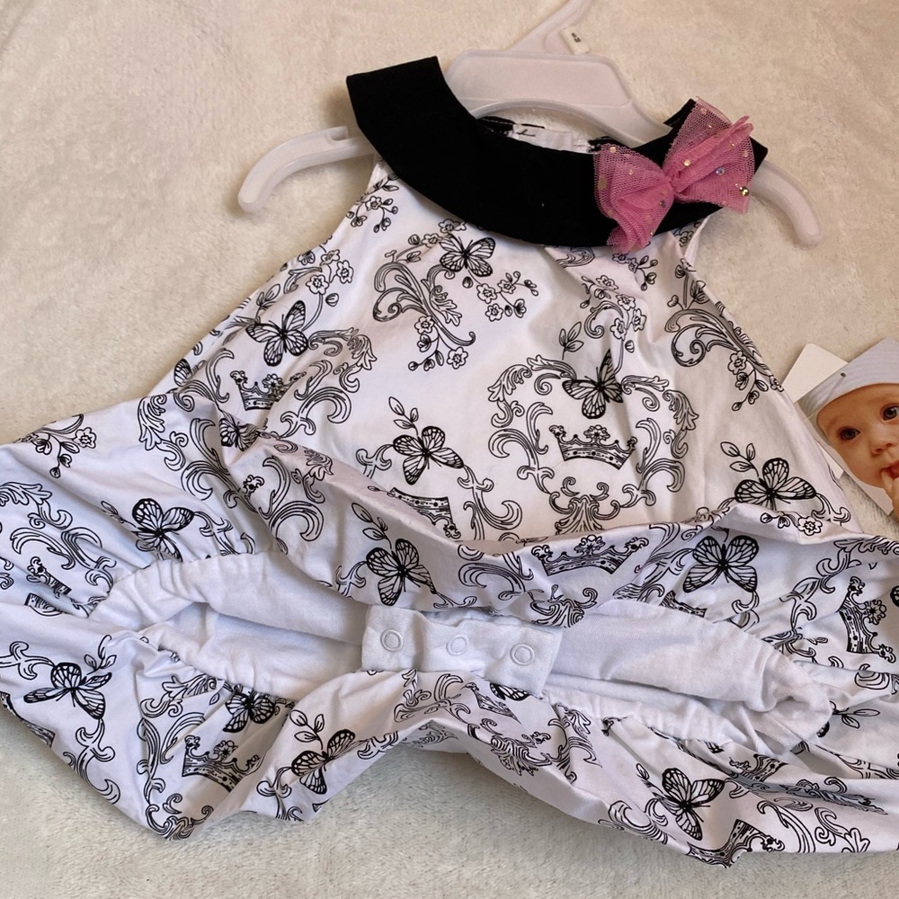 White and black romper dress from vitamins baby